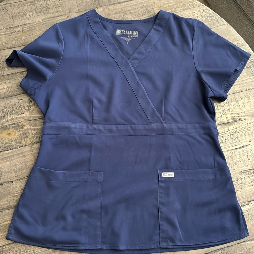 Women's Grey's Anatomy Professional Wear by Barco Navy  color Scrub Top